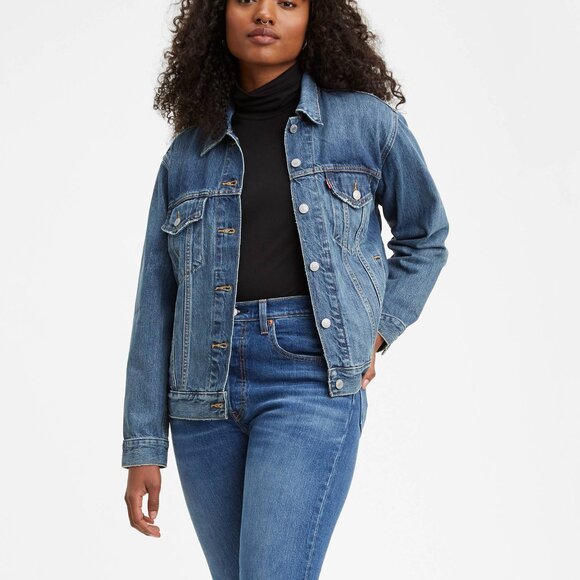 Levi's Ex Boyfriend Trucker Blue Jean Classic Style Denim Jacket - Picture 2 of 12